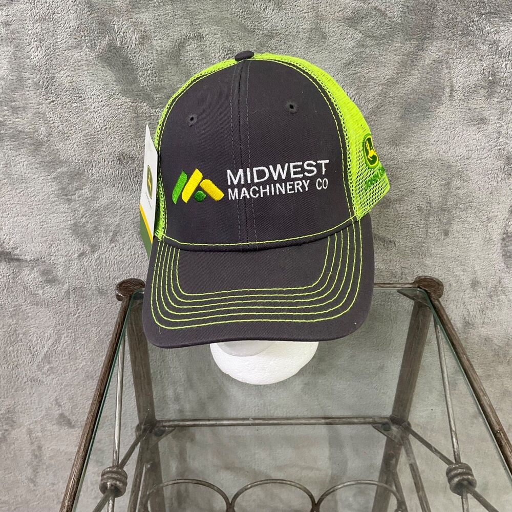 NWT Midwest Machinery Co Trucker Hat Cap Mens Embroidered John Deere Farm Mesh